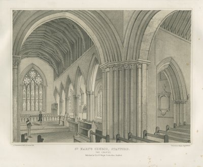 Stafford - Interno della Chiesa di Santa Maria: litografia colorata, nd [c 1845] da Unbekannt