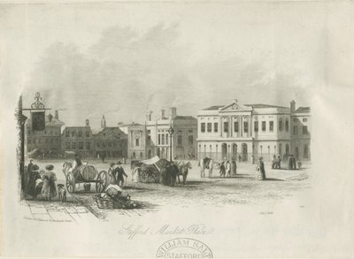 Stafford - Piazza del Mercato: incisione, c.1841 da Unbekannt