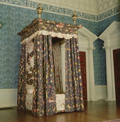 Letto di stato con tendaggi ricamati cinesi, inglese da Unbekannt