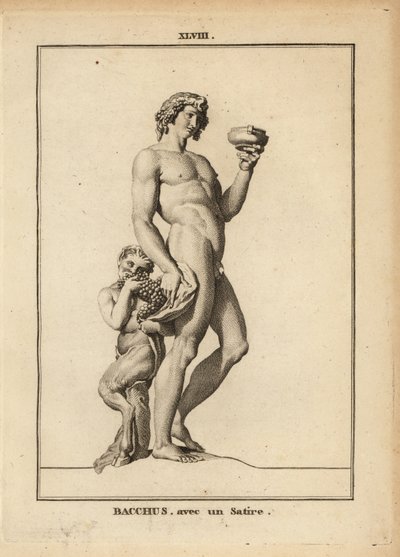 Statua di Bacco, dio romano del vino, nudo con un satiro da Unbekannt