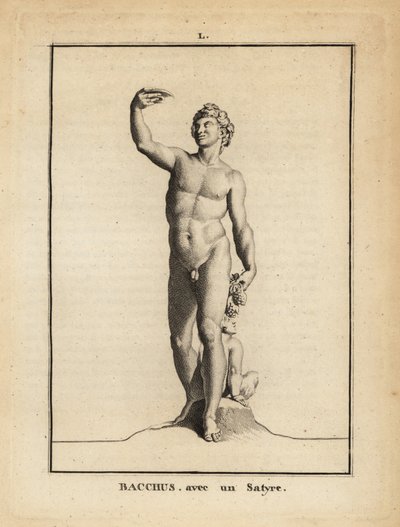 Statua di Bacco, dio romano del vino, nudo con un satiro da Unbekannt