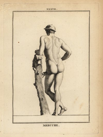 Statua di Mercurio, dio romano del commercio e della comunicazione, con cappello alato petaso e pelle di capra da Unbekannt