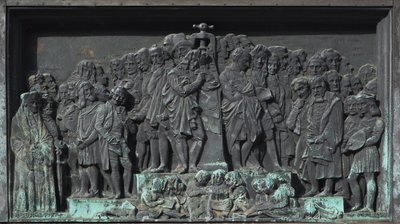 Strasburgo, bassorilievo della scultura di Gutenberg. Europa da William M. Timlin