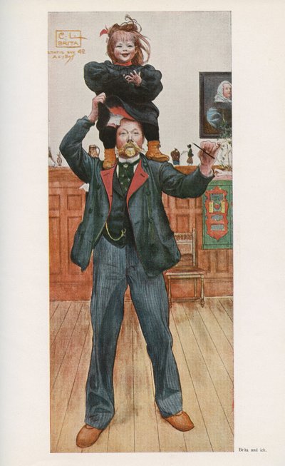 Illustratore svedese Carl Larsson con sua figlia Brita da Unbekannt