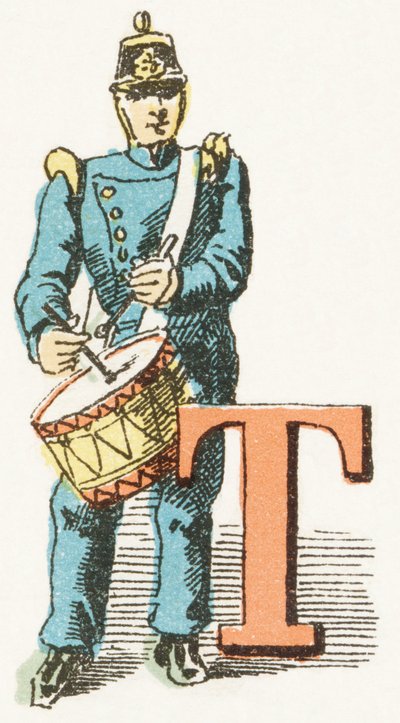 T - Tamburo - Alfabeto Infantile, Edizioni Gordinne 1920 (incisione) da Unbekannt