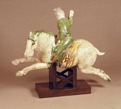 Figura di giocatore di polo a cavallo in ceramica T