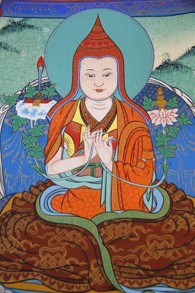 Tempio dei Mille Buddha, congregazione Dashang Kagyu Ling. Monaco che prega, La Boulaye, Francia da Unbekannt