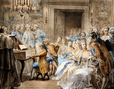 Wolfgang Amadeus Mozart (1756-1791) a 14 anni che riproduce a memoria il 