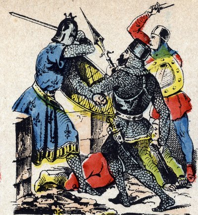 La battaglia di Taillebourg tra il re di Francia Luigi IX e suo fratello il conte di Poitiers Alfonso contro le armi dei loro vassalli ribelli, Enrico III d
