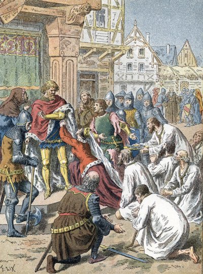 I borghesi di Calais, guidati da Eustache de Saint-Pierre, si offrono come ostaggi a Edoardo III da Unbekannter Künstler