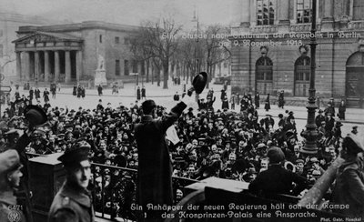 La dichiarazione della Repubblica a Berlino, 9 novembre 1918 da Unbekannter Künstler