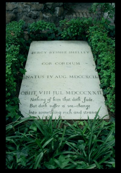 La tomba di Percy Bysshe Shelley (1792-1822) (foto b/n) da Unbekannt