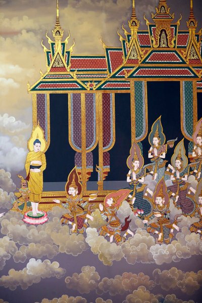 La vita del Buddha, affresco murale, tempio Wat Botum, Phnom Penh, 2022 (foto) da Unbekannter Künstler