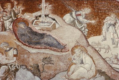 La Natività, dal Monastero di Chora, Bizantino, c.14° secolo (mosaico) da Unbekannt
