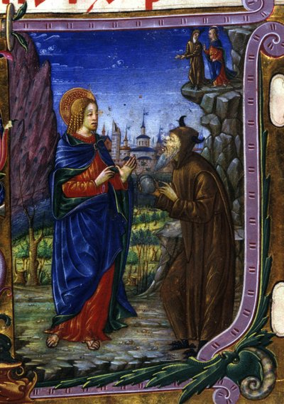 La tentazione di Cristo. Manoscritto del XV secolo da Unbekannter Künstler
