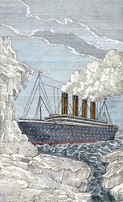 Il transatlantico Titanic colpisce un iceberg il 14 aprile da Unbekannter Künstler