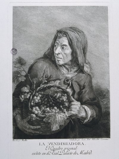 Il vendemmiatore, c.1770 (incisione) da Unbekannter Künstler