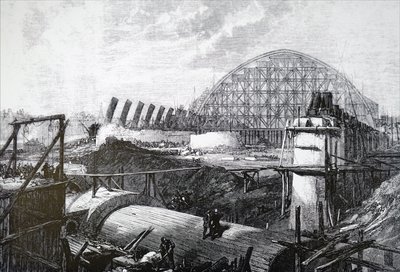 La costruzione della stazione ferroviaria di St Pancras da Unbekannt