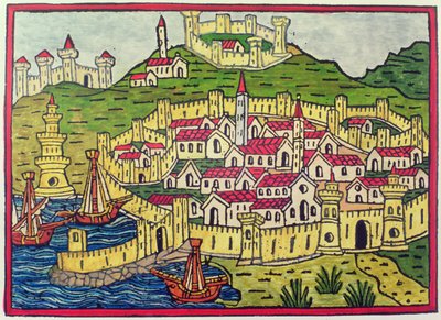 Il porto e la città di Napoli nel 1482, da 