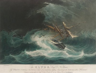 La nave Clyde, al largo di Point Natal, catturata nella tempesta il 1 novembre da Unbekannter Künstler