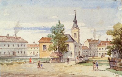 Cappella Thury e ponte Thury sul fiume Alsbach a Vienna da Unbekannter Künstler