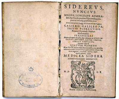 Pagina del titolo dal libro di Galileo sulla teoria astronomica da Unbekannt