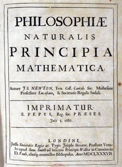 Pagina del titolo dei Principia Mathematica di Newton da Unbekannt