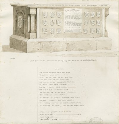 Tomba nella Chiesa di Biddulph - "William Bowyer": disegno a seppia, 1837 da Unbekannt