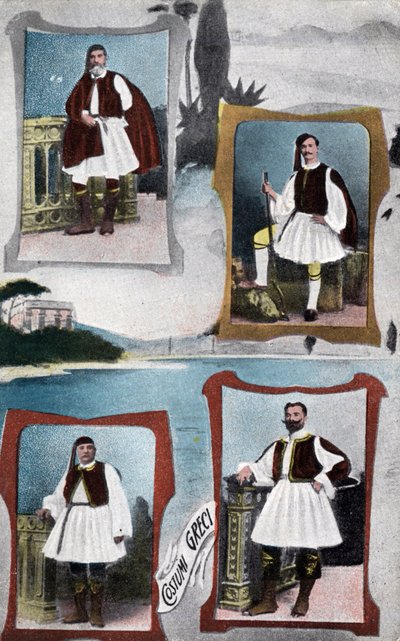 Costumi tradizionali greci maschili - Cartolina 1914-1918 da Unbekannt