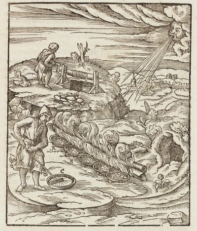 Trattamento del bismuto - Incisione tratta da Descrizione dei minerali e dei principali metodi di sfruttamento minerario, di Lazarus Ecker da Unbekannt