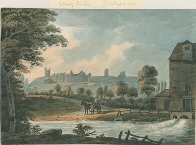Castello di Tutbury - Vista sud-est: acquerello, 1808 da Unbekannt
