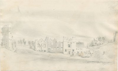 Castello di Tutbury: disegno a matita da Unbekannt