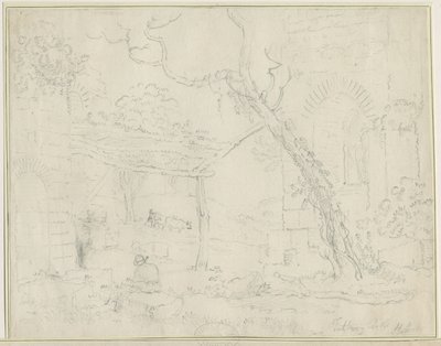 Castello di Tutbury: disegno a matita da Unbekannt
