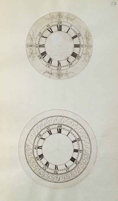 Due disegni per grandi quadranti di orologi smaltati, da appunti e disegni meccanici compilati da John Harrison (1693-1776) e suo figlio William (c.1726-72) da Unbekannt