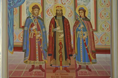 Ucraina, Kiev, Monastero Ortodosso di San Michele (orig1108, ricostruito 2001), affresco esterno da Unbekannt
