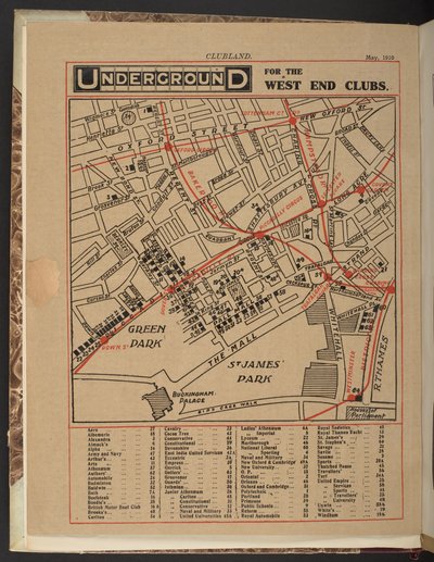 Metropolitana per i club del West End, maggio 1910 da Unbekannter Künstler