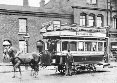 Regno Unito: Tram aperto a cavalli a Manchester, c1890 da Unbekannt