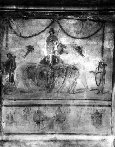 Venere di Pompei su un carro trainato da elefanti, dalla Via dell