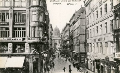 Vienna: Kohlmarkt con Michaelerkirche sullo sfondo da Unbekannter Künstler