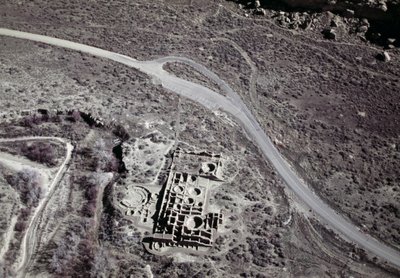 Vista di un antico insediamento degli Anasazi, Parco Nazionale della Cultura delle Rovine di Chaco, Chaco Canyon, Nuovo Messico, Stati Uniti d