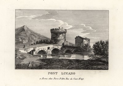 Veduta del Ponte Lucano e del Mausoleo di Plautii, sulla strada per Tivoli da Unbekannt