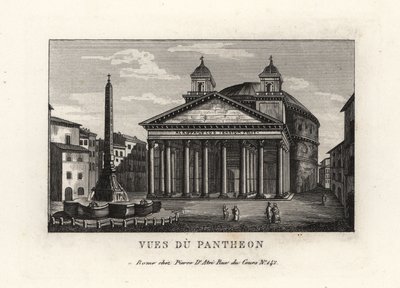 Vista del Pantheon con fontana, Fontana del Pantheon, e obelisco Macuteo in Piazza della Rotonda, Roma da Unbekannt