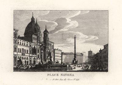Veduta di Piazza Navona, con la fontana, l