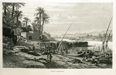 Veduta del porto di Aswan in Egitto - Illustrazione dall