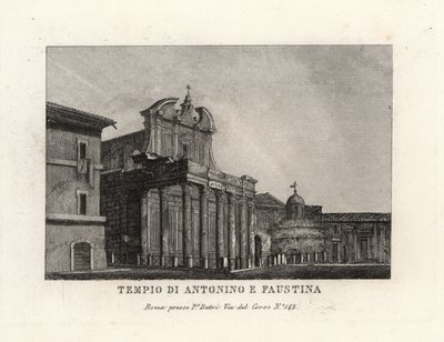 Vista del Tempio di Antonino e Faustina, Tempio di Antonino e Faustina, Foro Romano, Roma da Unbekannt