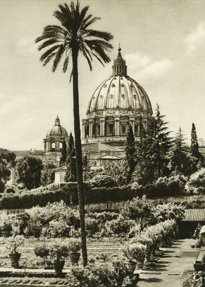 Veduta dei Giardini Vaticani e della Basilica di San Pietro a Roma da Unbekannt