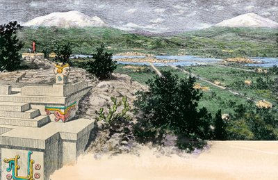 Veduta della città di Tenochtitlan (o Messico Tenochtitlan), come era sull
