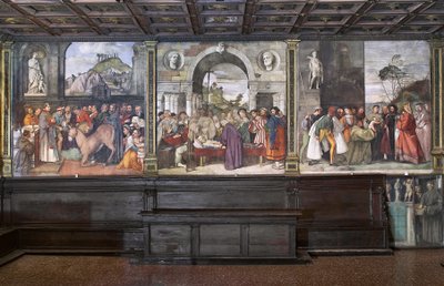 Veduta degli affreschi nella parete nord della Basilica di Sant