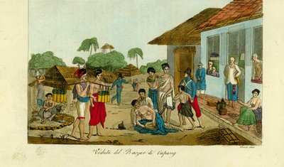 Veduta del mercato di Kupang, Timor da Unbekannt
