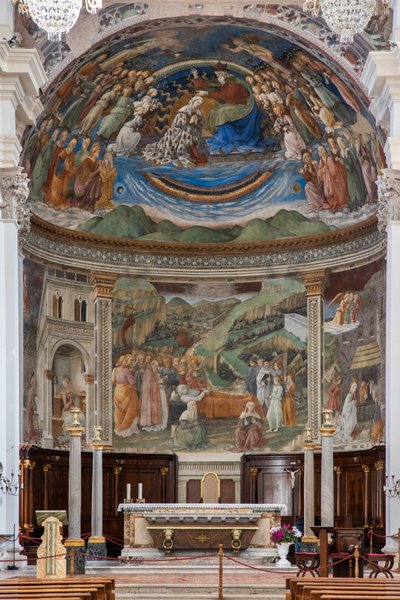 Veduta della navata e del presbiterio con le Storie della Vergine, Duomo, Cattedrale di S. Maria Assunta, Spoleto, Umbria, Italia da Unbekannter Künstler